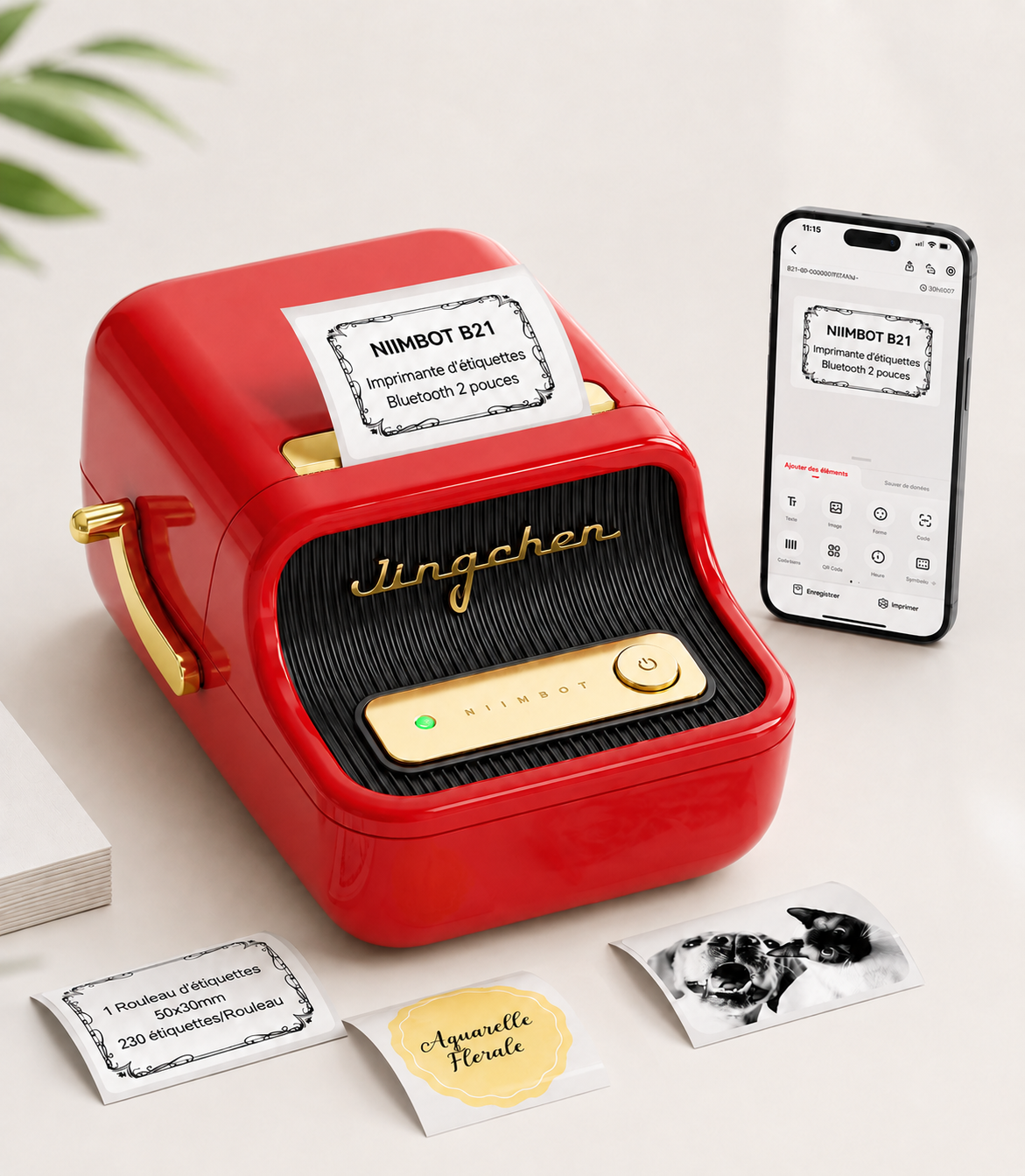 Étiqueteuse Portable Bluetooth | Imprimante d'Étiquettes Sans Encre, Étiquetez Tout en 10 Secondes, Compatible iOS et Android, Modèle B21