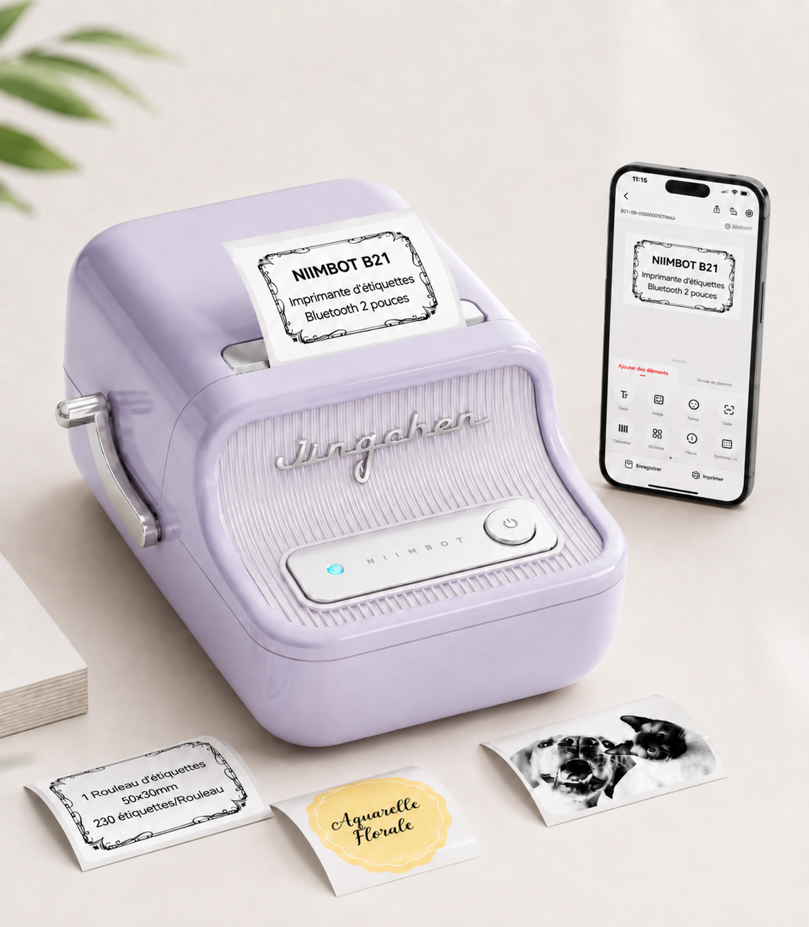 Étiqueteuse Portable Bluetooth | Imprimante d'Étiquettes Sans Encre, Étiquetez Tout en 10 Secondes, Compatible iOS et Android, Modèle B21