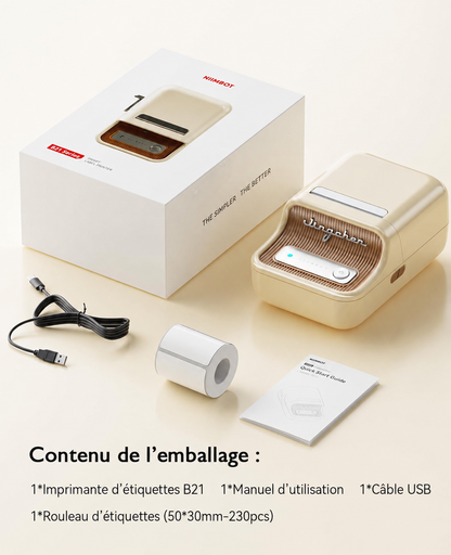 Étiqueteuse Portable Bluetooth | Imprimante d'Étiquettes Sans Encre, Étiquetez Tout en 10 Secondes, Compatible iOS et Android, Modèle B21