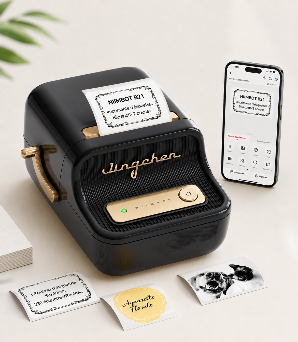 Étiqueteuse Portable Bluetooth | Imprimante d'Étiquettes Sans Encre, Étiquetez Tout en 10 Secondes, Compatible iOS et Android, Modèle B21