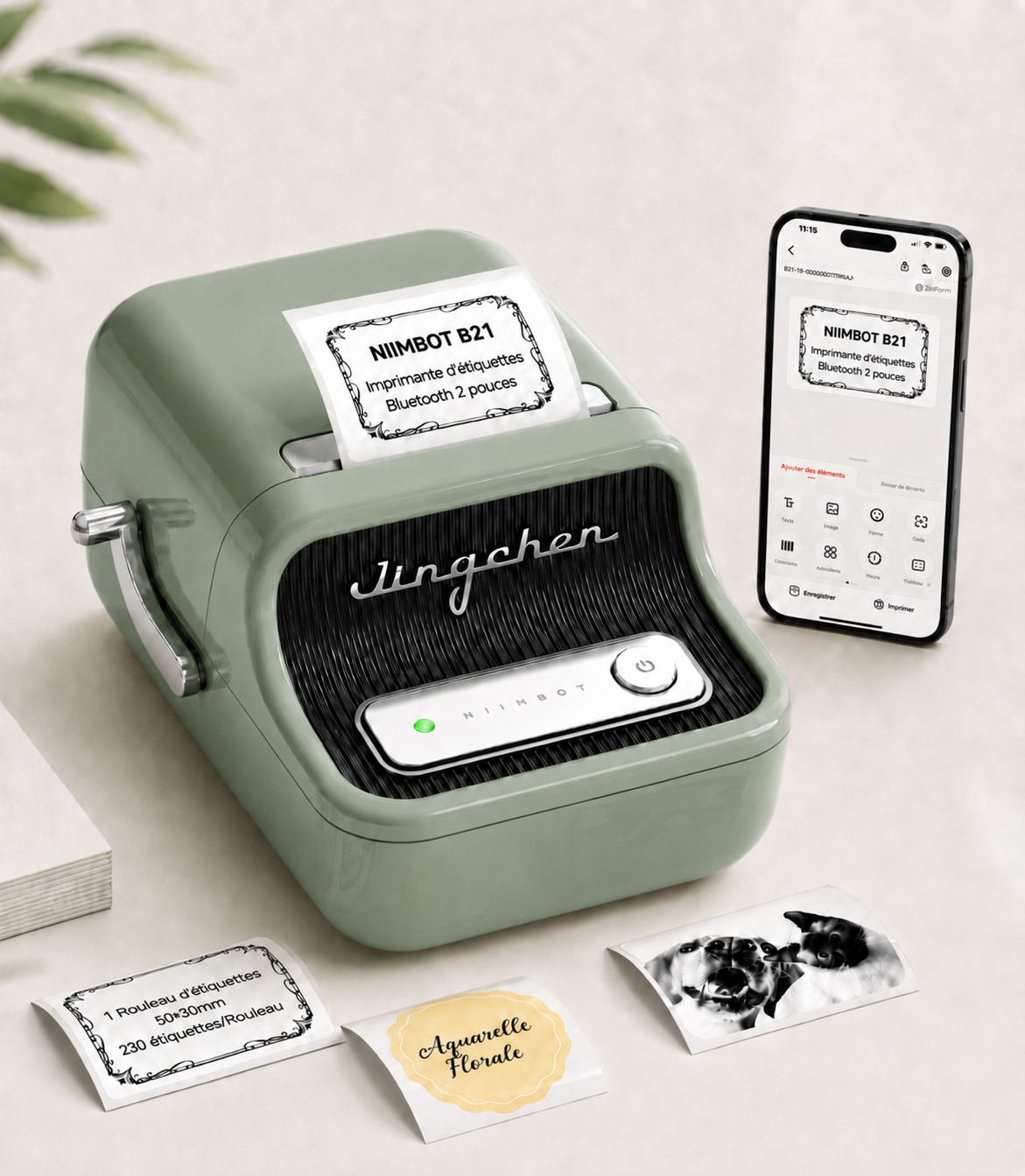 Étiqueteuse Portable Bluetooth | Imprimante d'Étiquettes Sans Encre, Étiquetez Tout en 10 Secondes, Compatible iOS et Android, Modèle B21
