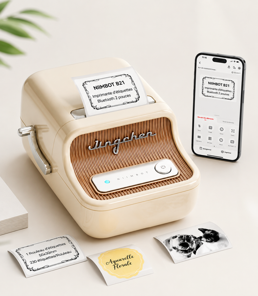 Étiqueteuse Portable Bluetooth | Imprimante d'Étiquettes Sans Encre, Étiquetez Tout en 10 Secondes, Compatible iOS et Android, Modèle B21