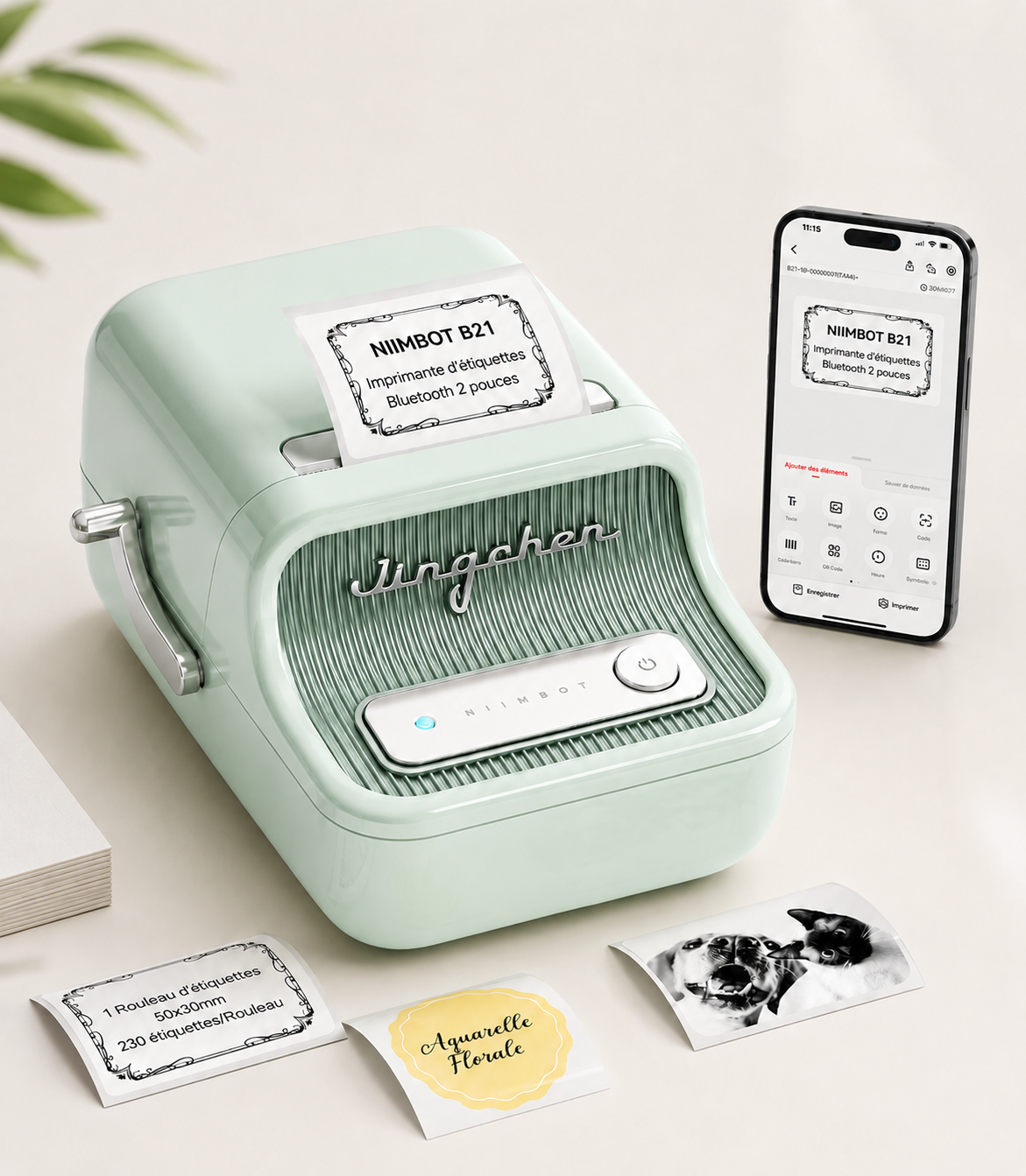 Étiqueteuse Portable Bluetooth | Imprimante d'Étiquettes Sans Encre, Étiquetez Tout en 10 Secondes, Compatible iOS et Android, Modèle B21
