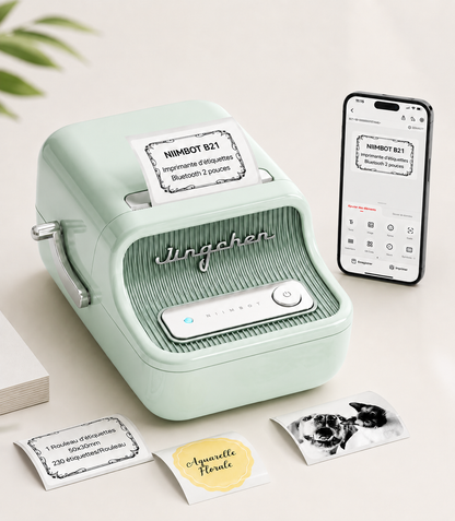 Étiqueteuse Portable Bluetooth | Imprimante d'Étiquettes Sans Encre, Étiquetez Tout en 10 Secondes, Compatible iOS et Android, Modèle B21