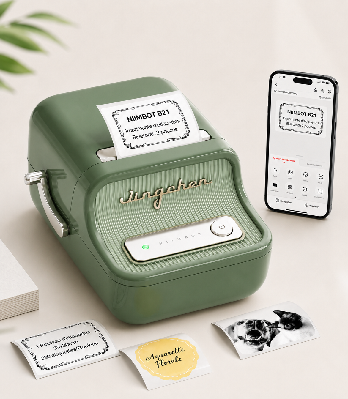 Étiqueteuse Portable Bluetooth | Imprimante d'Étiquettes Sans Encre, Étiquetez Tout en 10 Secondes, Compatible iOS et Android, Modèle B21