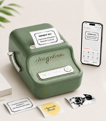 Étiqueteuse Portable Bluetooth | Imprimante d'Étiquettes Sans Encre, Étiquetez Tout en 10 Secondes, Compatible iOS et Android, Modèle B21